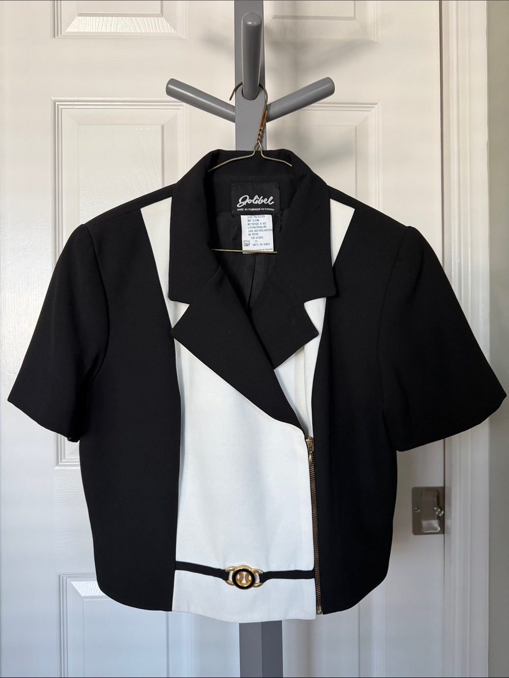 Vintage JOLIBEL Black & White Short Sleeve Cropped Jacket